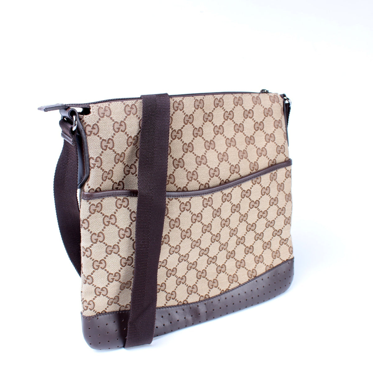 145857 GG Canvas Flat Messenger Medium