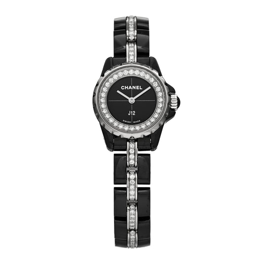 Stainless Steel Ceramic Diamond Bezel 19mm J12 XS Quartz Watch Black