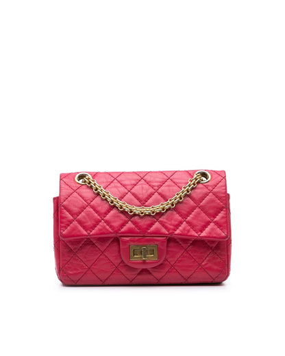 Quilted Calfskin Leather Crossbody Bag with Silver-Tone Chain Straps and Twist Lock Closure