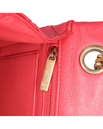 Quilted Calfskin Leather Crossbody Bag with Silver-Tone Chain Straps and Twist Lock Closure