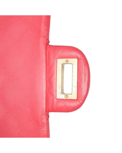 Quilted Calfskin Leather Crossbody Bag with Silver-Tone Chain Straps and Twist Lock Closure