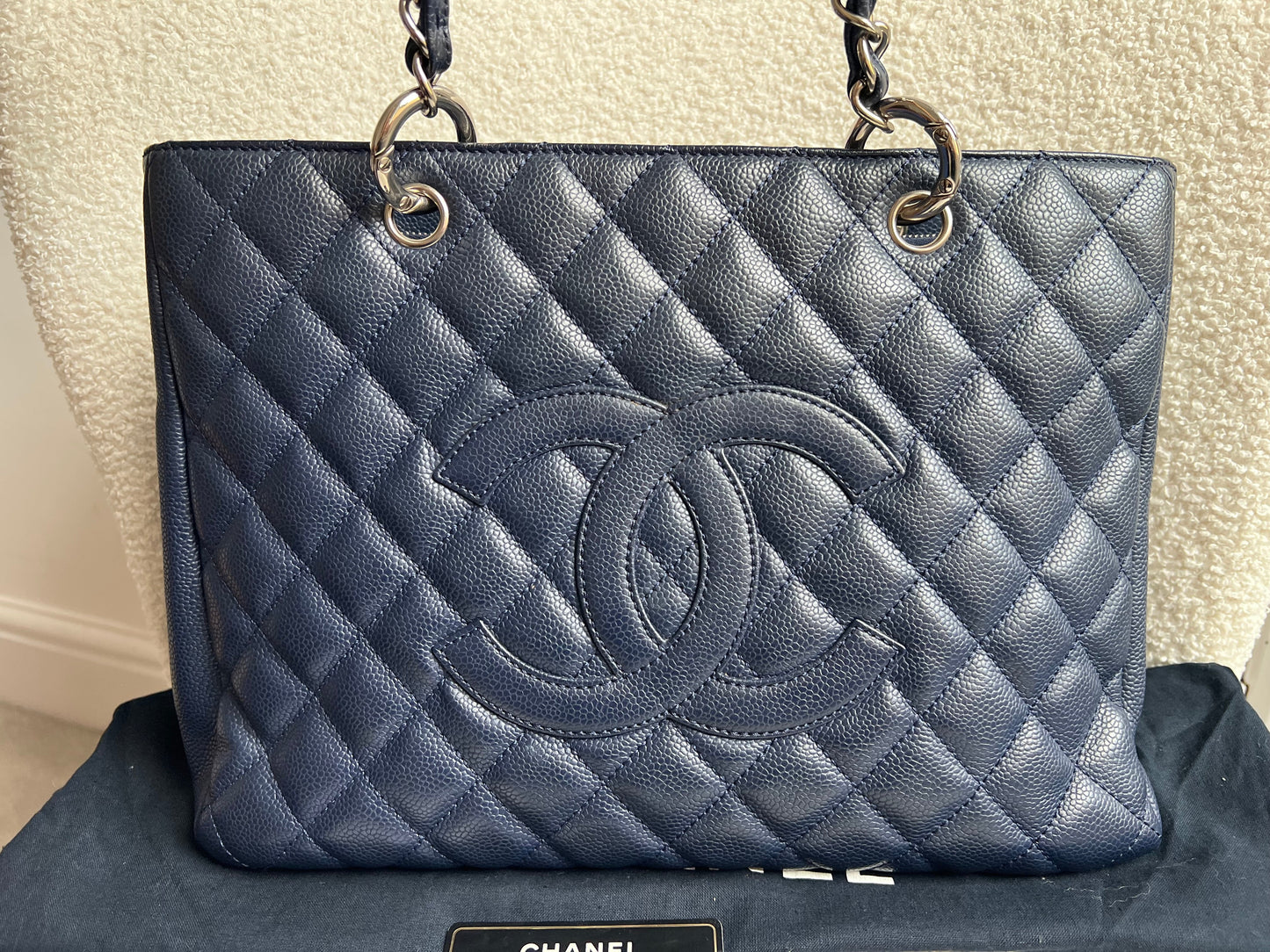 Chanel Navy Blue Caviar Grand Shopper Tote (GST)