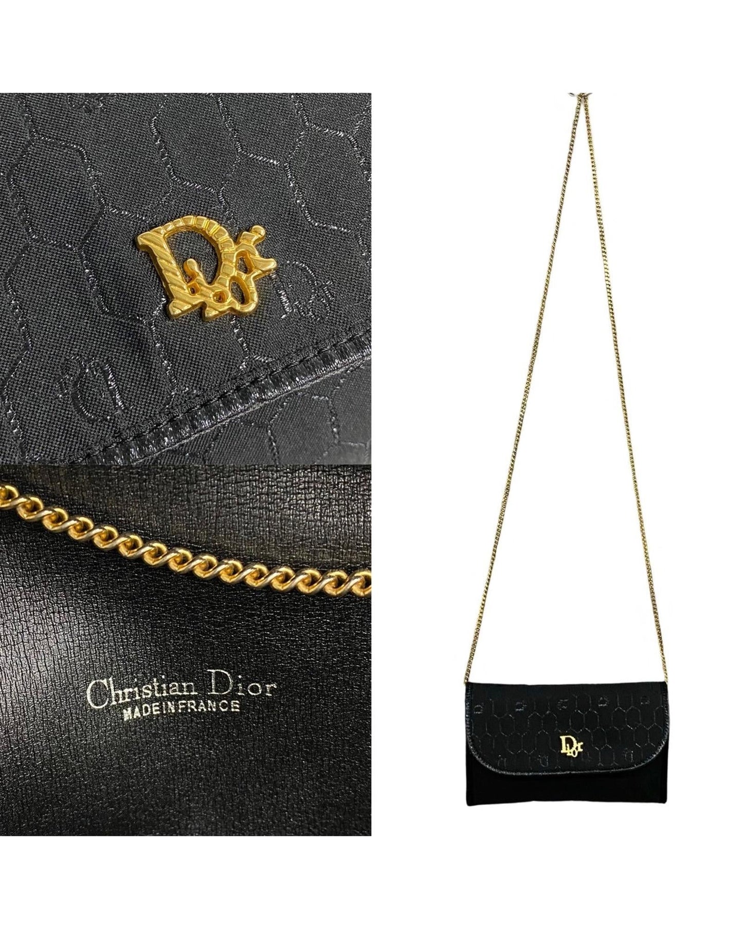 Honeycomb Canvas Chain Crossbody Bag in Black