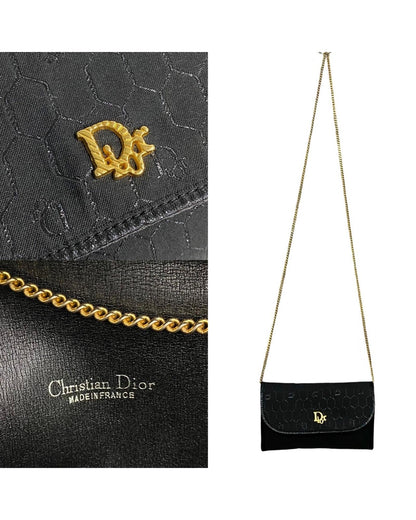 Honeycomb Canvas Chain Crossbody Bag in Black