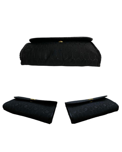 Honeycomb Canvas Chain Crossbody Bag in Black