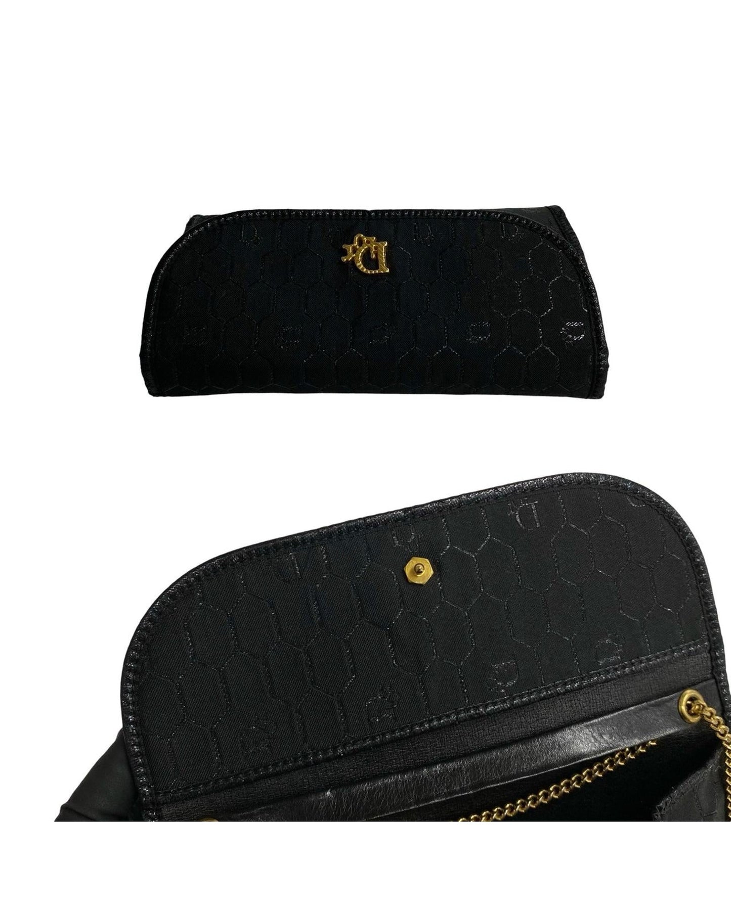 Honeycomb Canvas Chain Crossbody Bag in Black