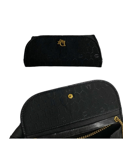 Honeycomb Canvas Chain Crossbody Bag in Black