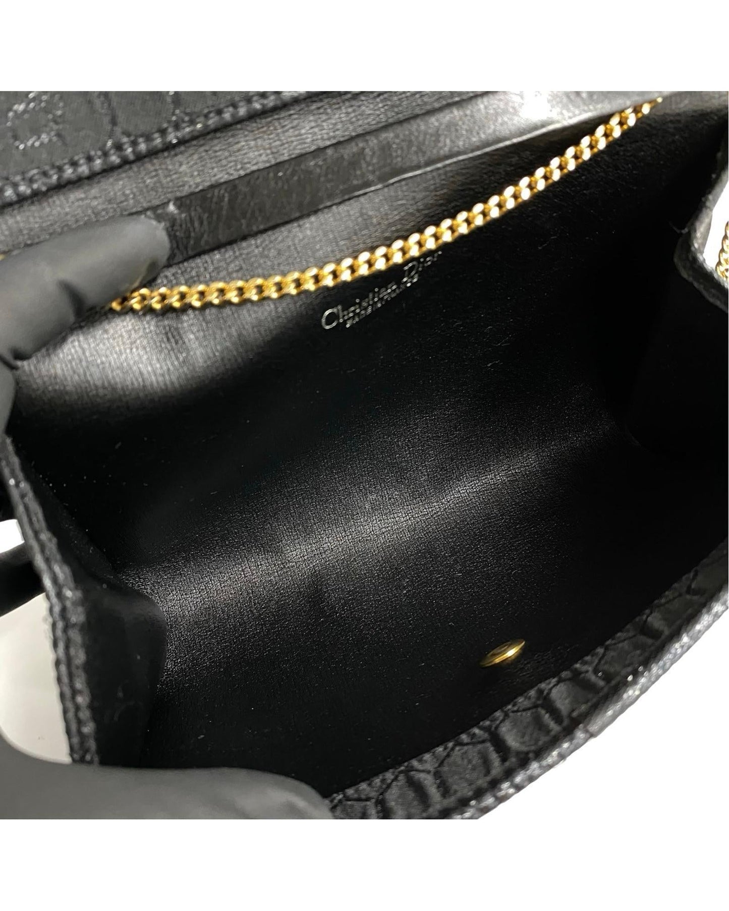 Honeycomb Canvas Chain Crossbody Bag in Black