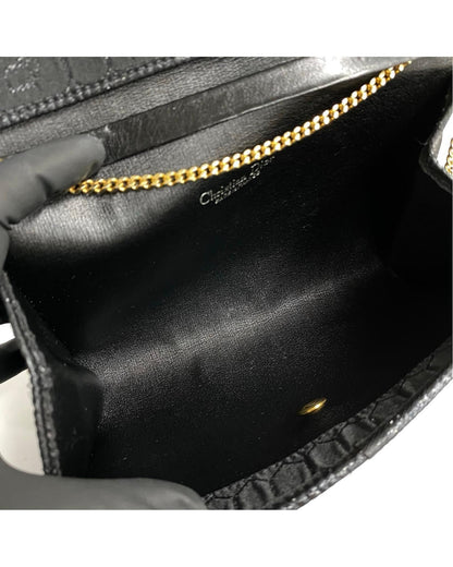Honeycomb Canvas Chain Crossbody Bag in Black
