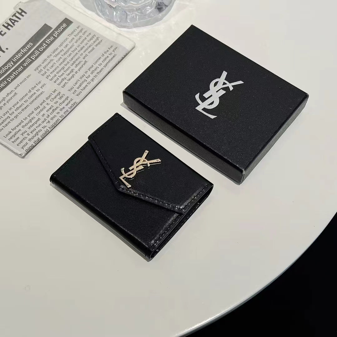 Luxury YSL-Inspired Monogram Card Case