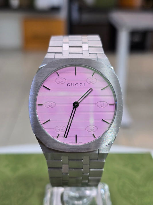 Gucci 25H Men's Watch Monogram 38mm Pink YA163410 142856351