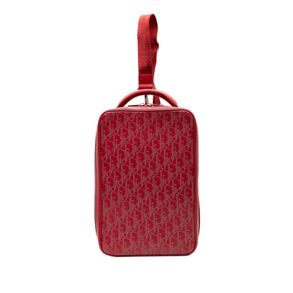 Red Dior Oblique Perforated Calfskin Galaxy World Tour Shoe Case Satchel