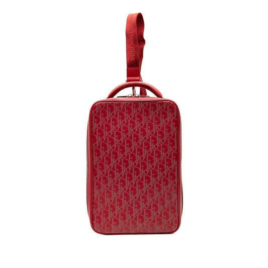 Red Dior Oblique Perforated Calfskin Galaxy World Tour Shoe Case Satchel