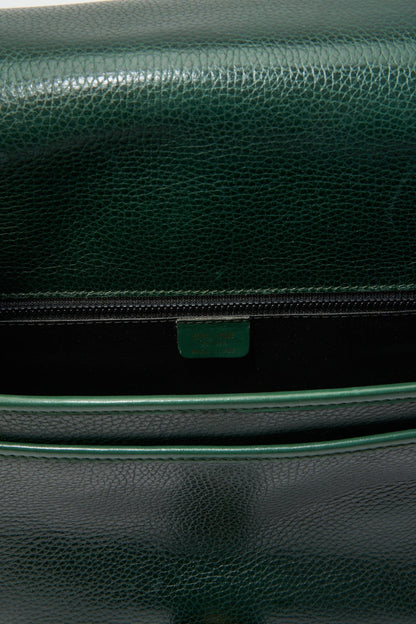 Vintage Celine Green Crossbody Leather Bag