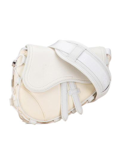 Dior Saddle Bag White Leather Crossbody