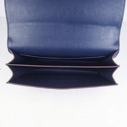 Luxury Hermes Calf Leather Message Bag Dark Blue Silver