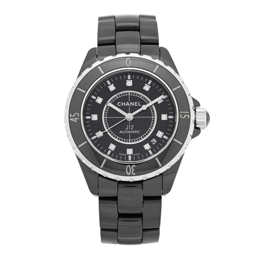 Stainless Steel Ceramic Diamond 38mm J12 Automatic Watch Black
