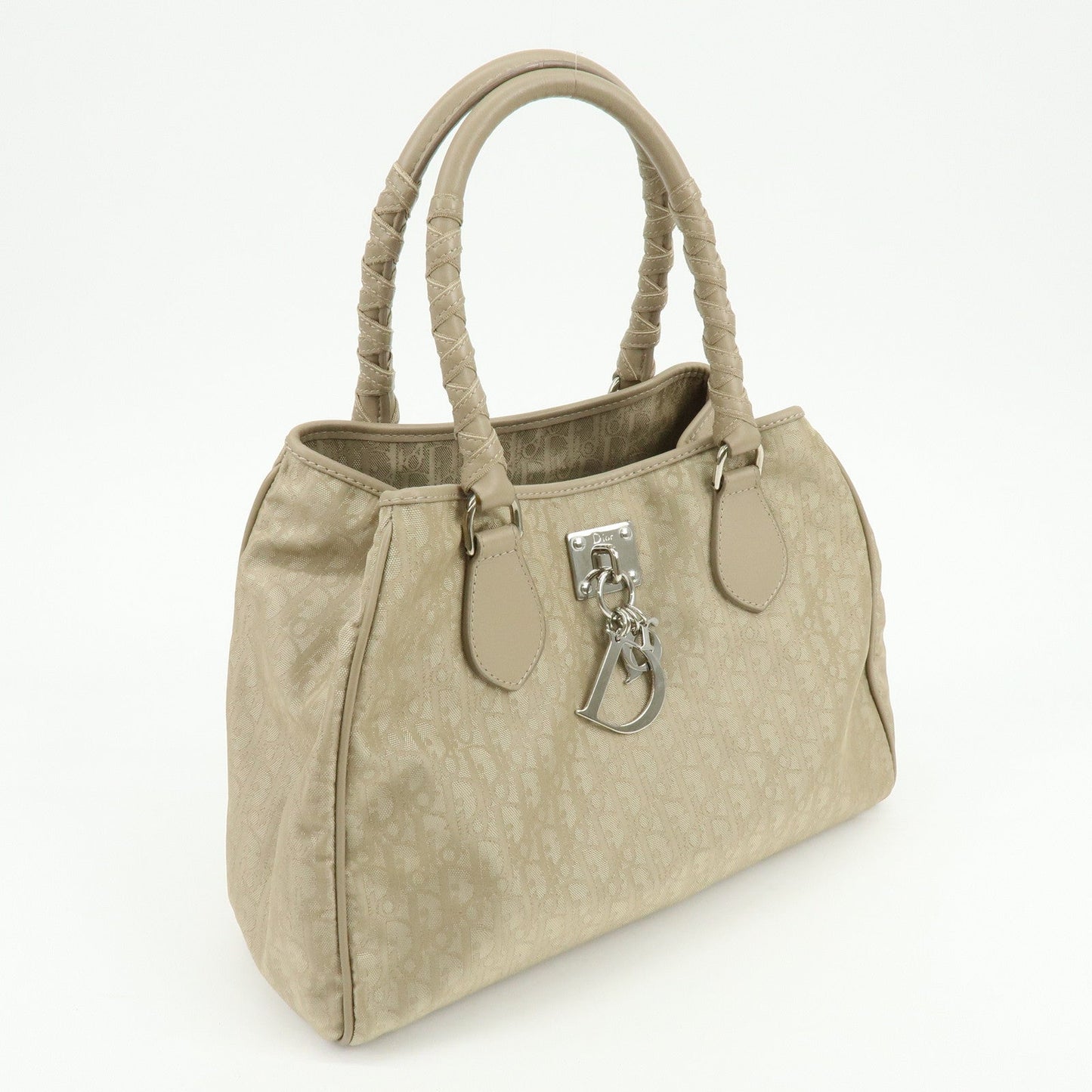 Christian Dior Romantic Trotter Pvc Leather Hand Tote Bag Beige