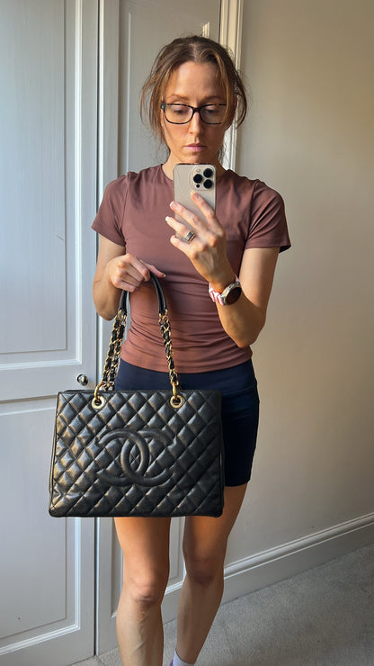 Chanel Black Caviar Grand Shopper Tote Gold Hardware (GST)