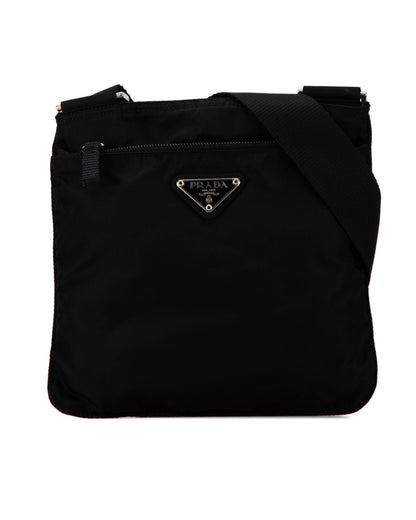 Nylon Crossbody Bag with Adjustable Strap and Front Zip Pocket