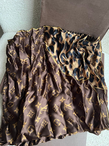 Louis Vuitton Brown Leopard Print Monogram Silk Shawl