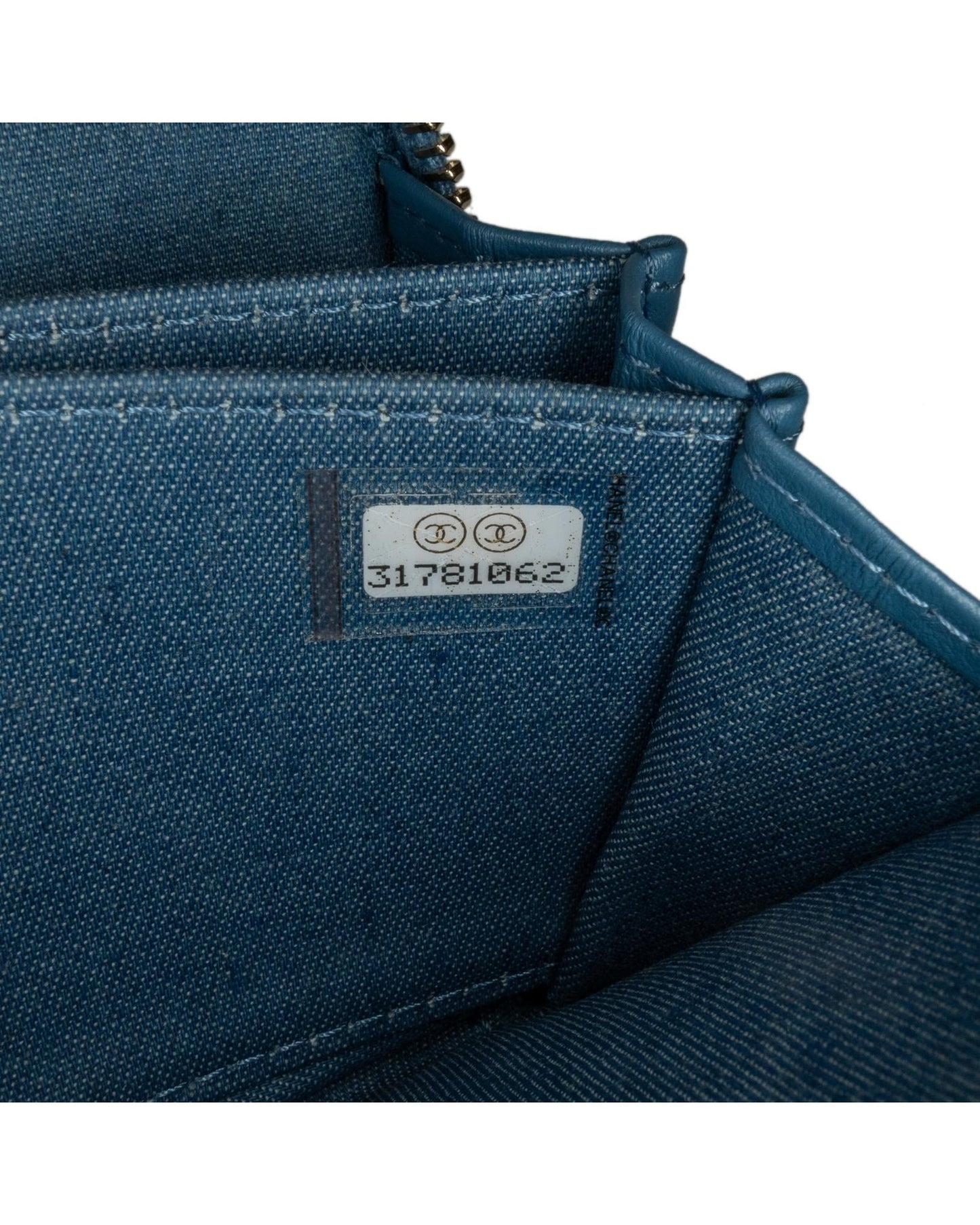 Quilted Denim Crossbody Card Holder with Chain Strap
