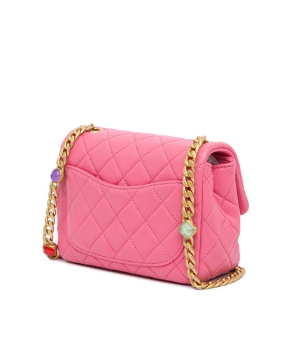Mini Square Lambskin Pearl Flap Crossbody Bag