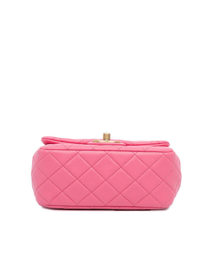 Mini Square Lambskin Pearl Flap Crossbody Bag
