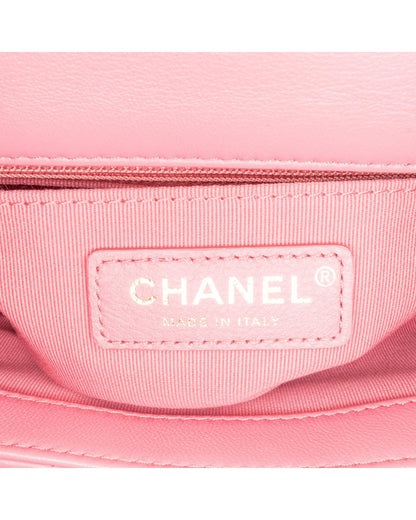 Mini Square Lambskin Pearl Flap Crossbody Bag