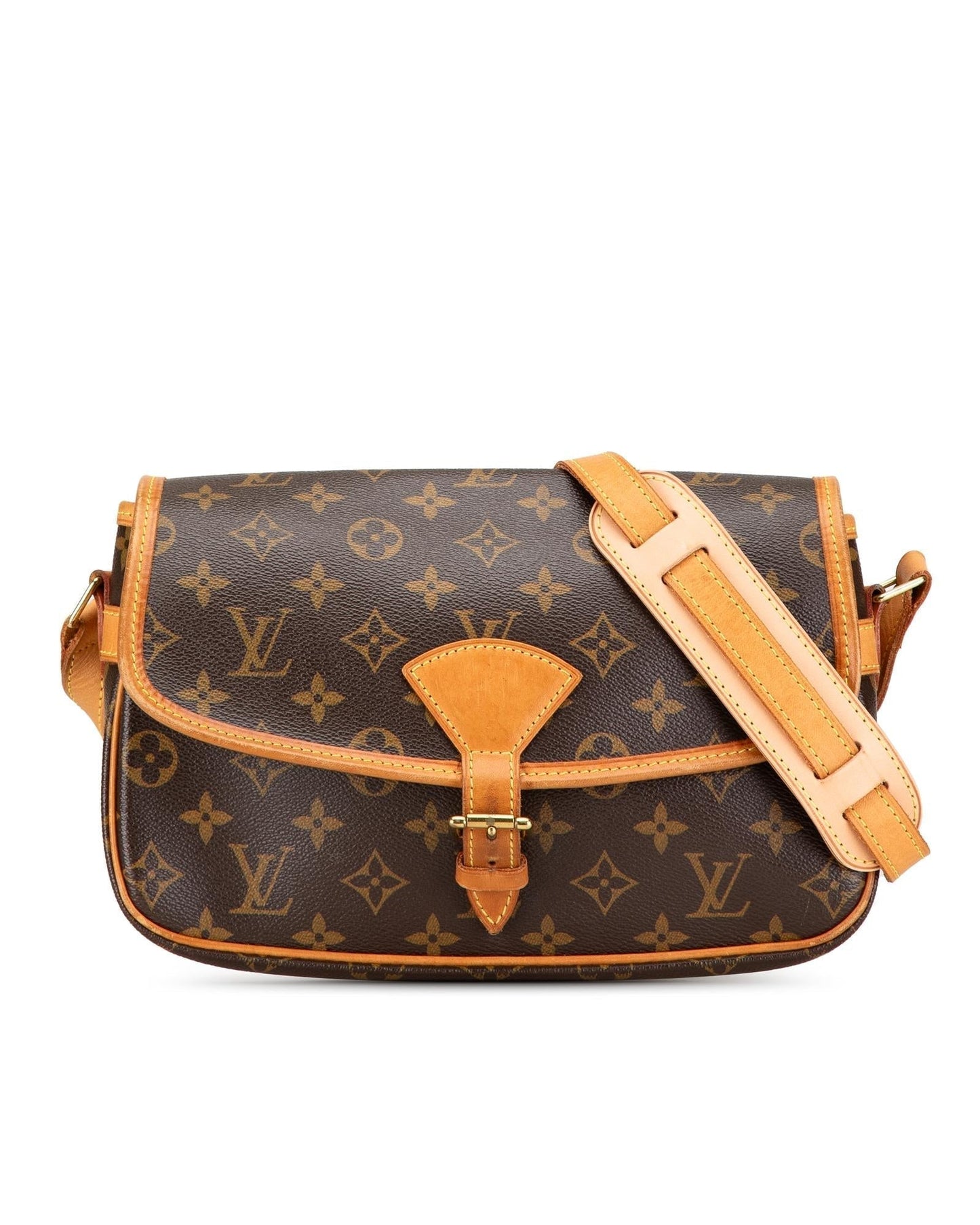 Monogram Canvas Crossbody Bag with Adjustable Strap and Buckle Closure