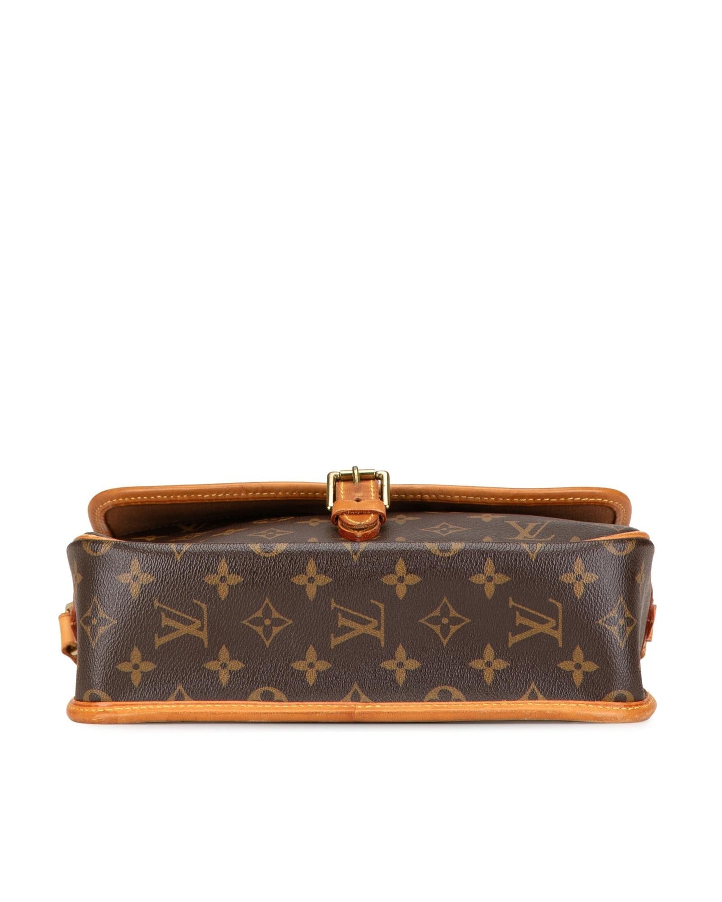 Monogram Canvas Crossbody Bag with Adjustable Strap and Buckle Closure