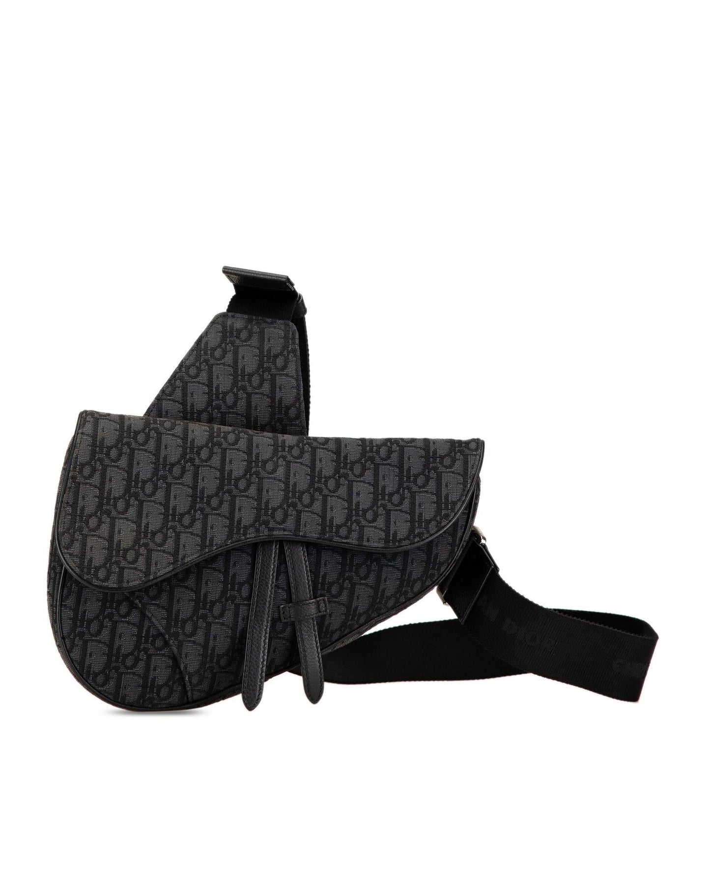 Oblique Saddle Crossbody Canvas Bag with Adjustable Strap and Magnetic Flap Closure