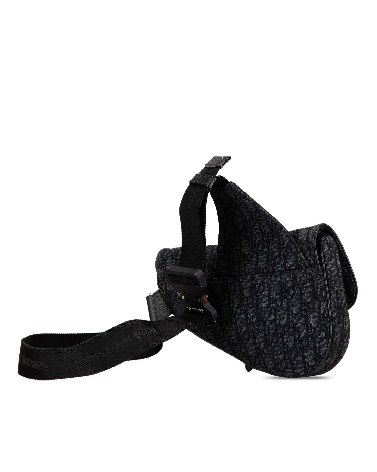 Oblique Saddle Crossbody Canvas Bag with Adjustable Strap and Magnetic Flap Closure
