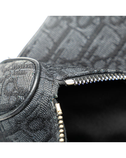 Oblique Saddle Crossbody Canvas Bag with Adjustable Strap and Magnetic Flap Closure