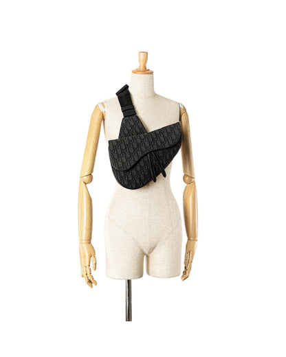 Oblique Saddle Crossbody Canvas Bag with Adjustable Strap and Magnetic Flap Closure