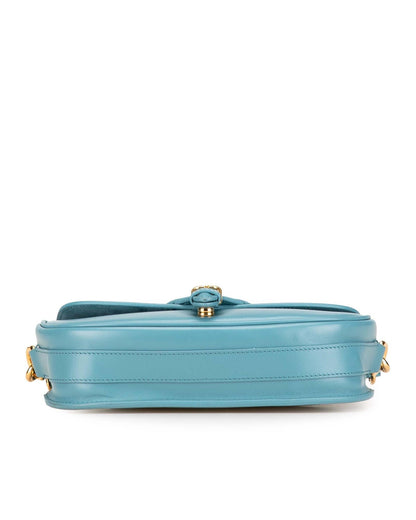 Calfskin East West Crossbody Bag with Adjustable Strap and Buckle Closure