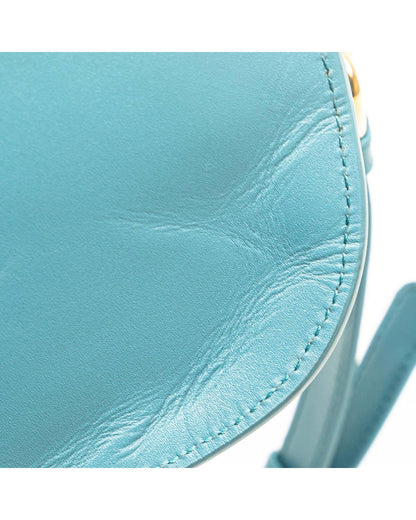 Calfskin East West Crossbody Bag with Adjustable Strap and Buckle Closure