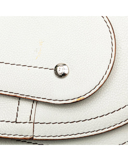 Calfskin Double Saddle Crossbody Bag with Adjustable Strap and Multiple Pockets