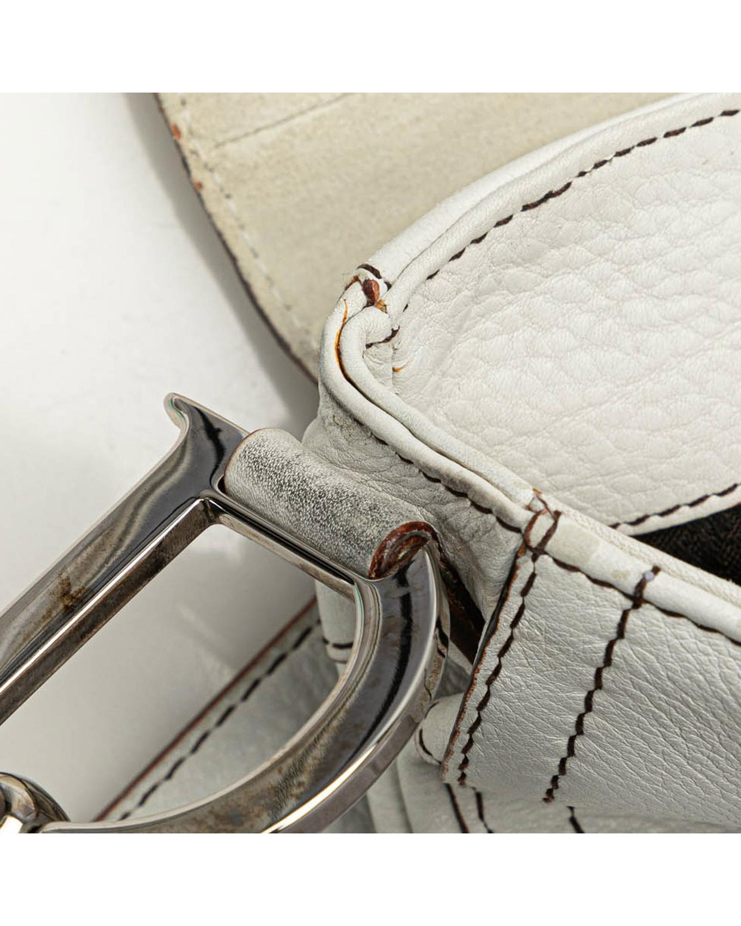 Calfskin Double Saddle Crossbody Bag with Adjustable Strap and Multiple Pockets