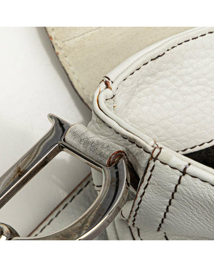 Calfskin Double Saddle Crossbody Bag with Adjustable Strap and Multiple Pockets
