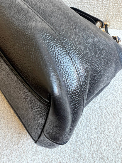 Chanel Vintage Black Caviar Chain Tote with Gold Hardware