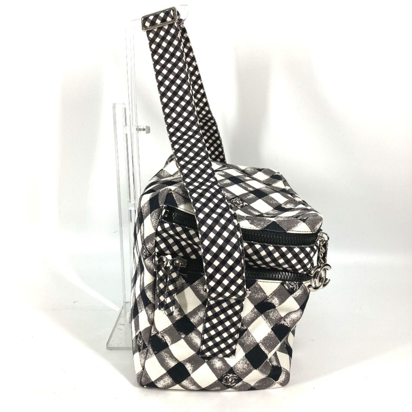 Gingham Crossbody Bag Black and White
