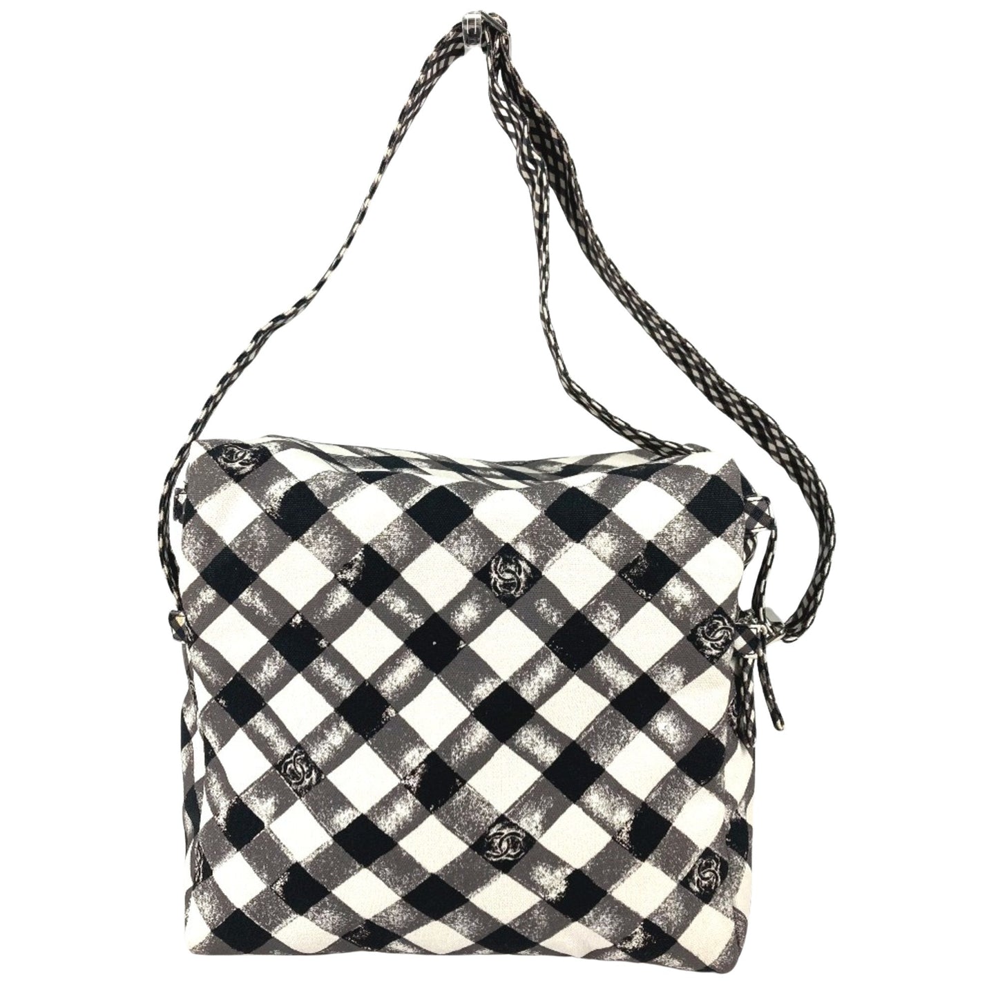 Gingham Crossbody Bag Black and White