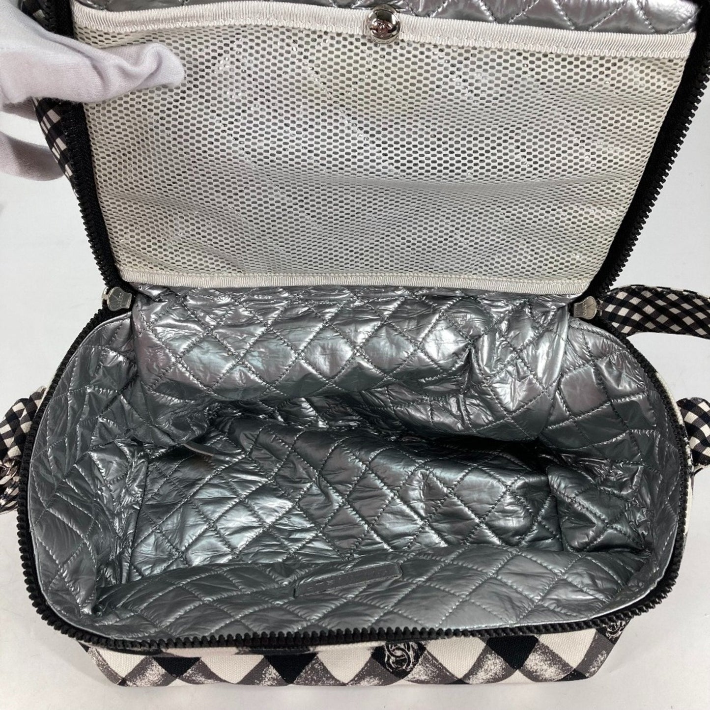 Gingham Crossbody Bag Black and White