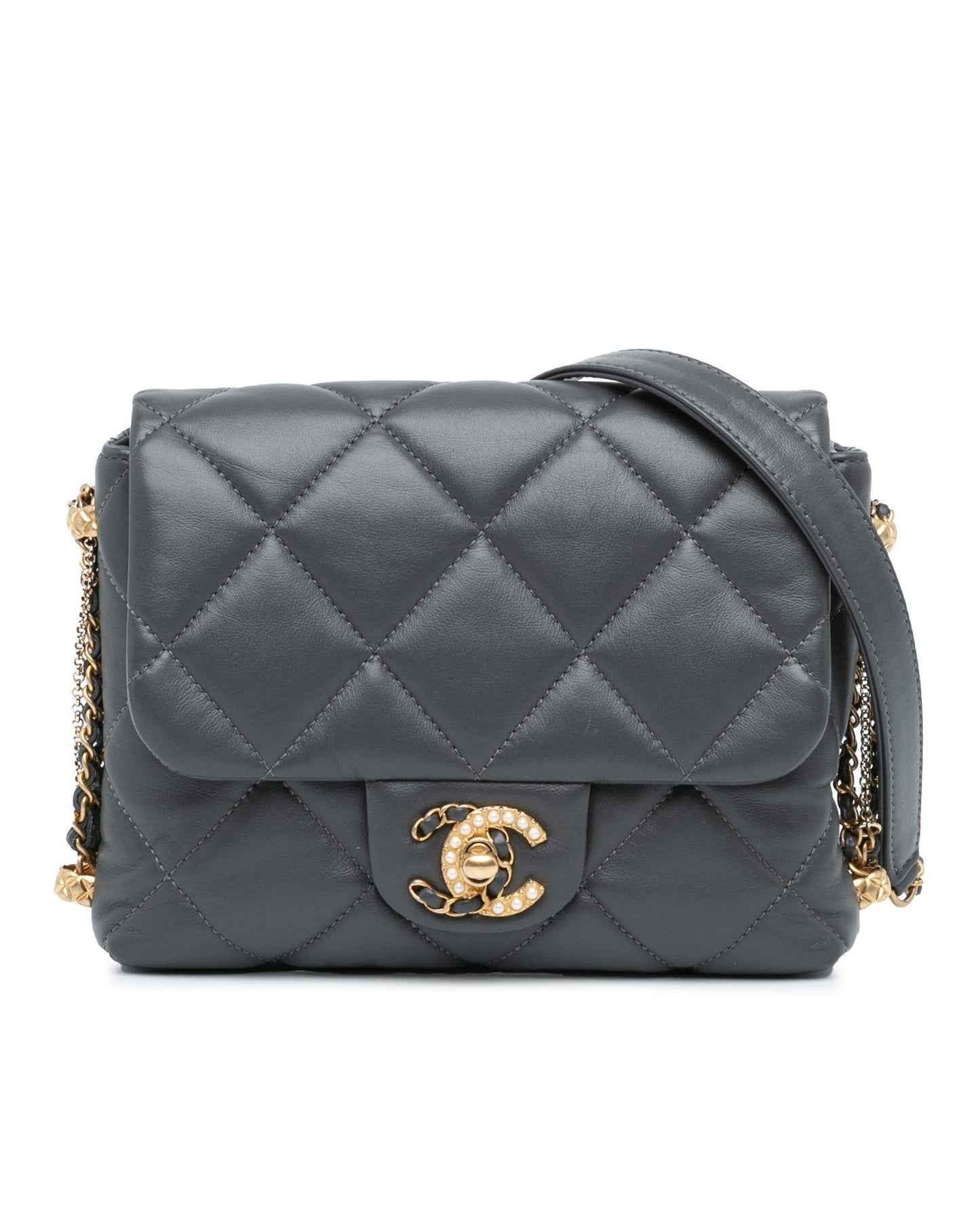 Mini Quilted Lambskin Crossbody Bag with Chain Straps and CC Turn-Lock