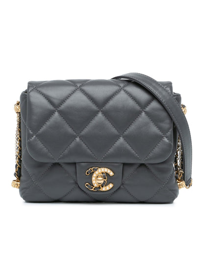 Mini Quilted Lambskin Crossbody Bag with Chain Straps and CC Turn-Lock
