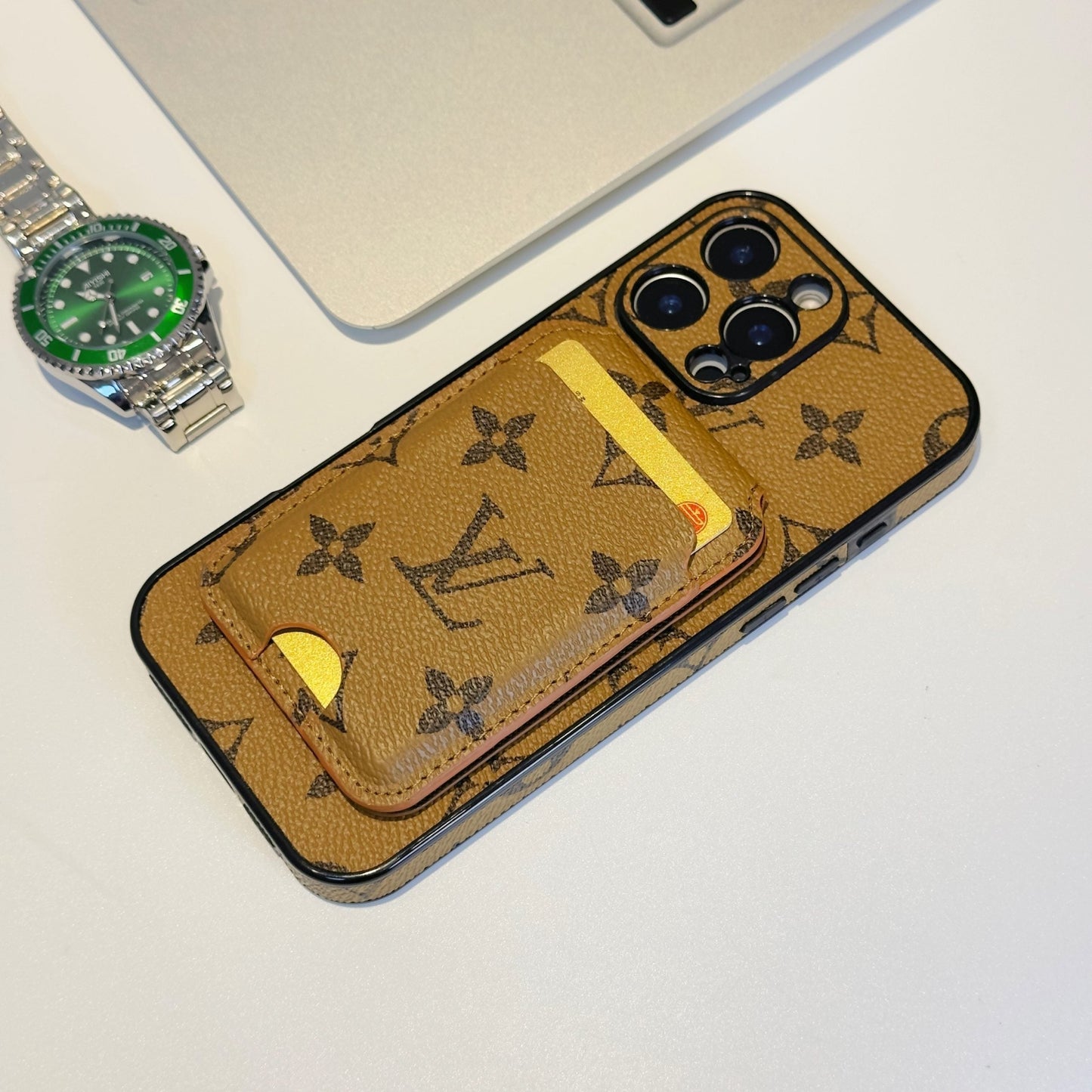 Alphabet Plaid MagSafe Magnetic Card Wallet iPhone Case