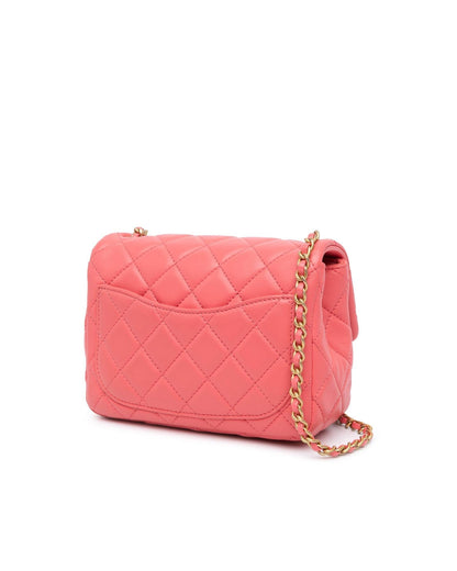 Mini Square Classic Lambskin Pearl Crush Flap Crossbody Bag