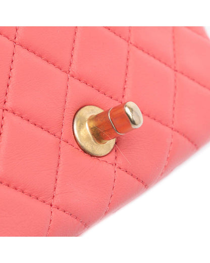 Mini Square Classic Lambskin Pearl Crush Flap Crossbody Bag