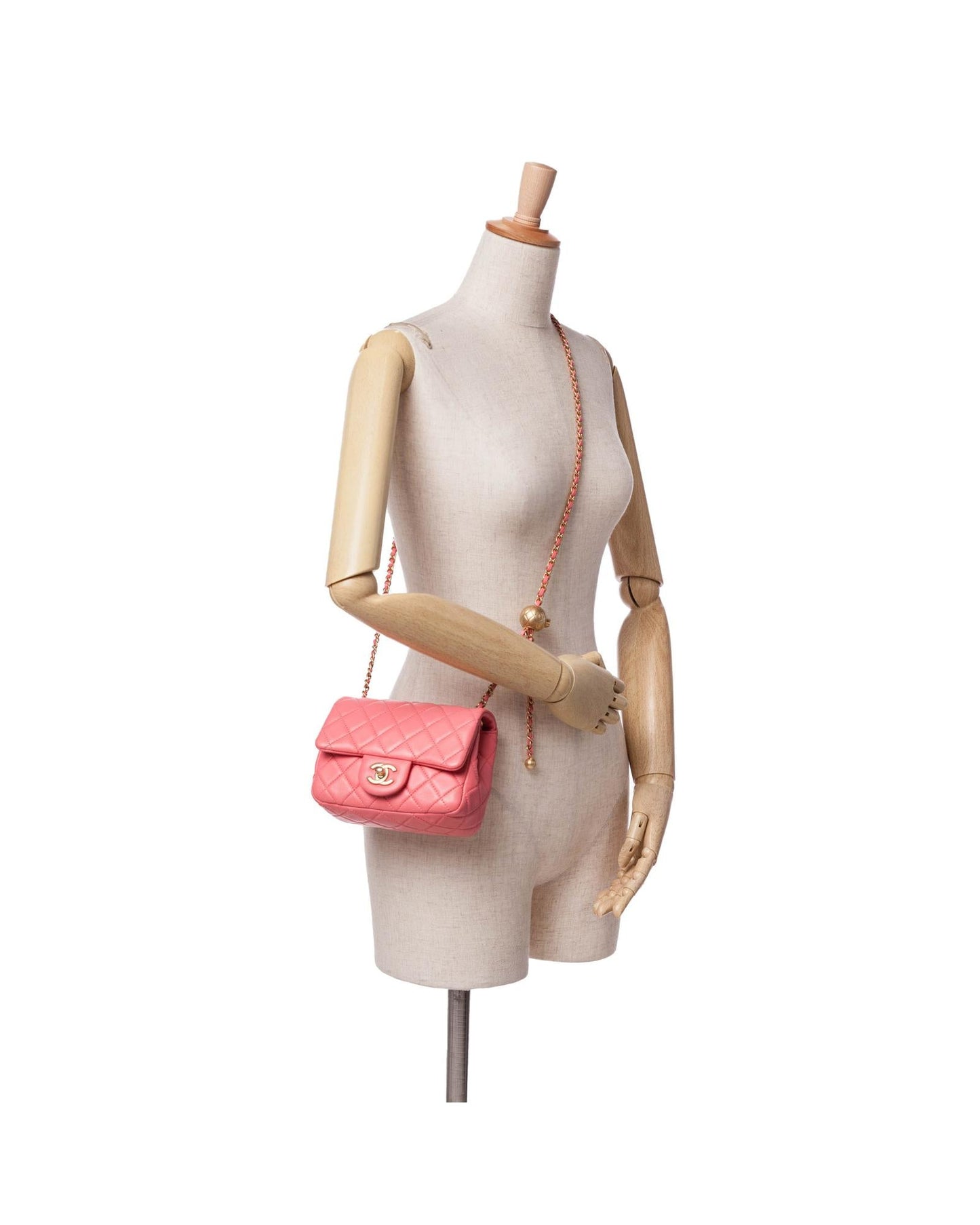 Mini Square Classic Lambskin Pearl Crush Flap Crossbody Bag